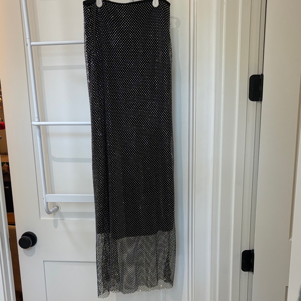 By Together Black and White Rhinestone Midi/Maxi Skirt